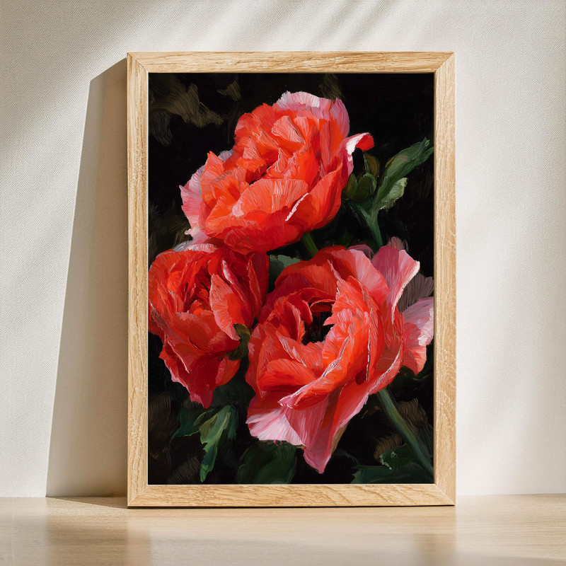 Ranunculus botanical canvas wall art with layered petals in soft blush tones, portrait orientation for elegant decor | Family Wall Decor