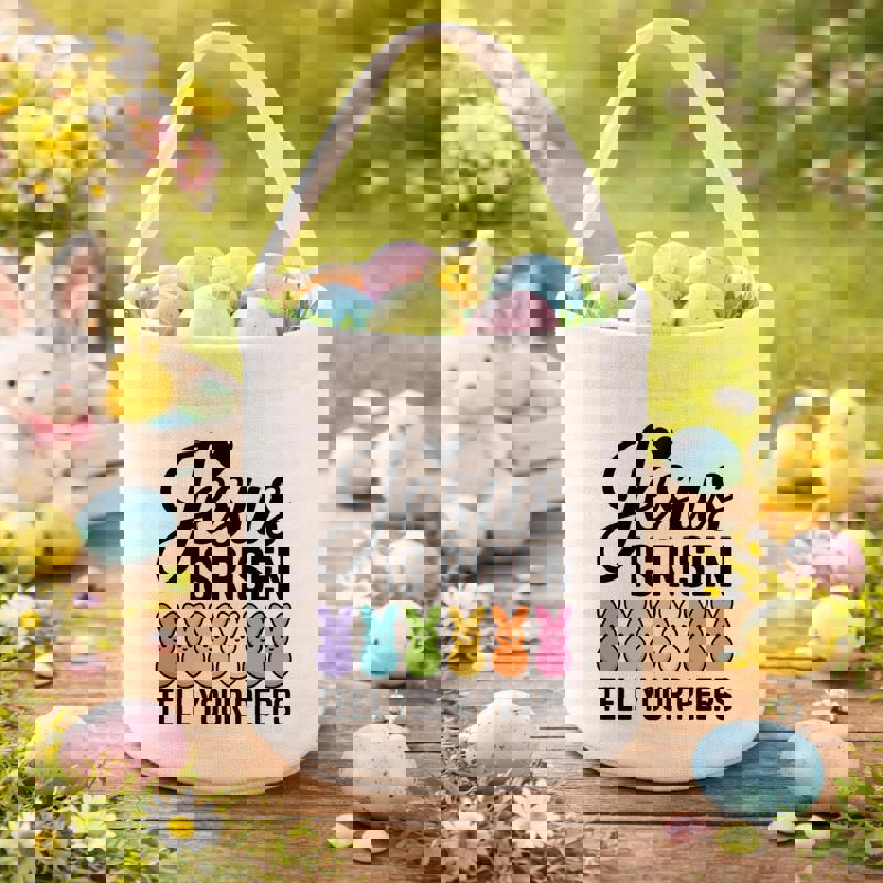 Christian Basket, Jesus Is Risen Tell Your Peeps Fabric Basket - Thegiftio