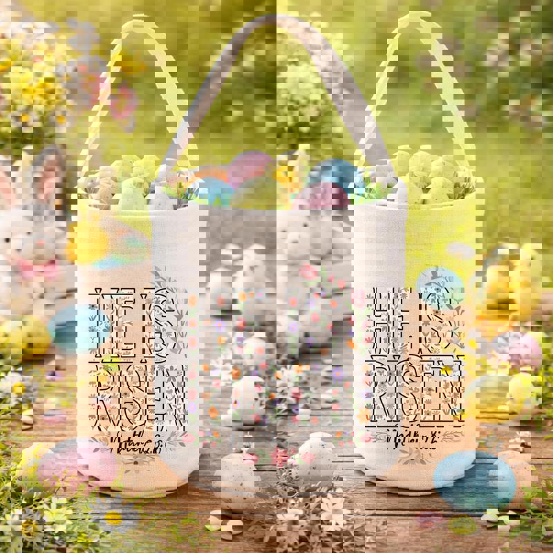 Grace Flowers He Is Risen Christian Fabric Basket - Thegiftio