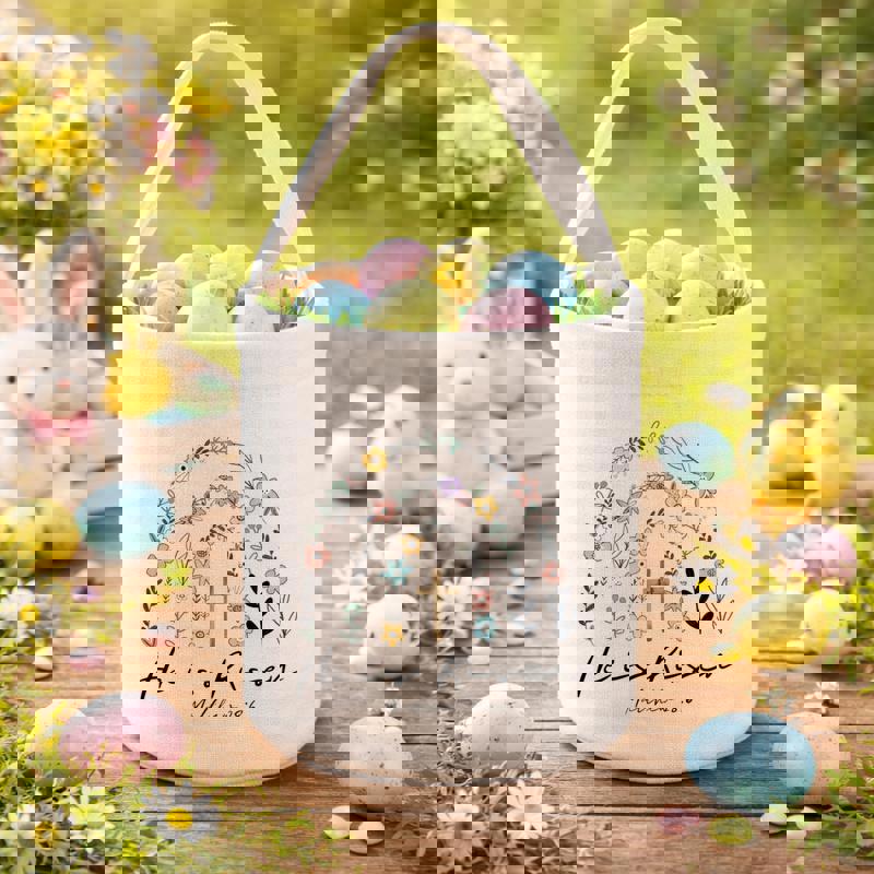 Faith in Bloom Floral Rainbow He Is Risen Fabric Basket - Thegiftio