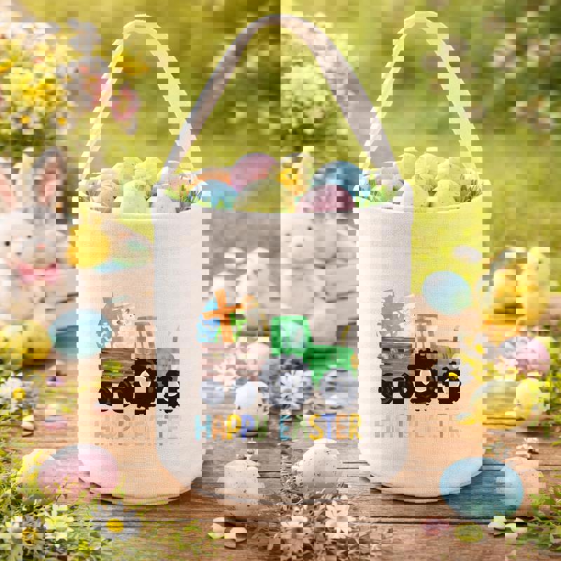 Easter Mornings Are Better With Tractor Fabric Basket - Thegiftio