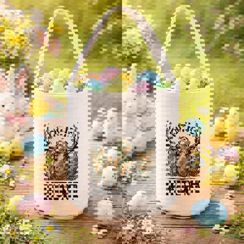 Adventure Awaits On The Hunt Easter Egg Fabric Basket - Thegiftio