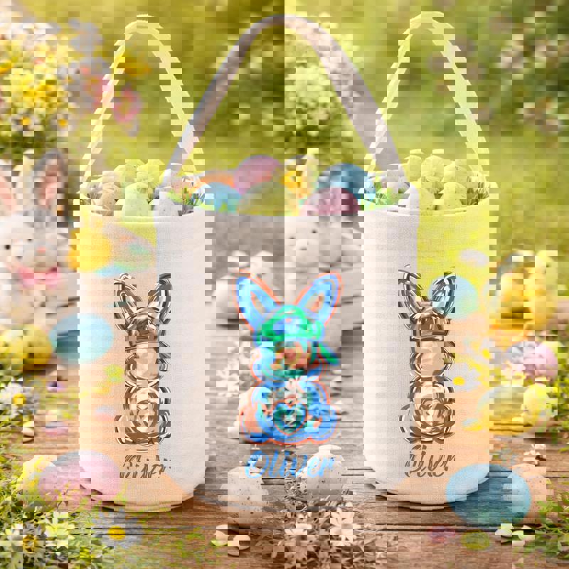 Make 2026 Magical Personalized Bunny Fabric Basket - Thegiftio