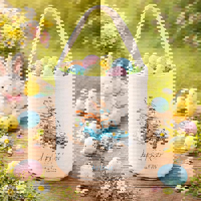 Every Hop Counts Personalized Bunny Rider Fabric Basket - Thegiftio