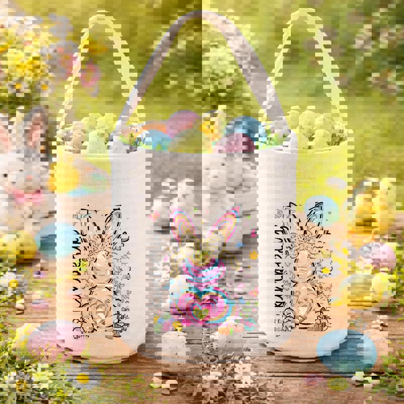 Custom Name Fabric Basket for Her Special Easter Hunt - Thegiftio