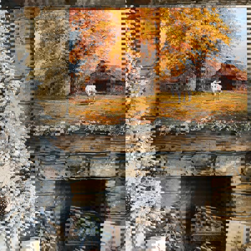 Harvest Autumn Serenity canvas, fall harvest wall art for dorm rooms, Thanksgiving accent with neutrals and rustic charm.