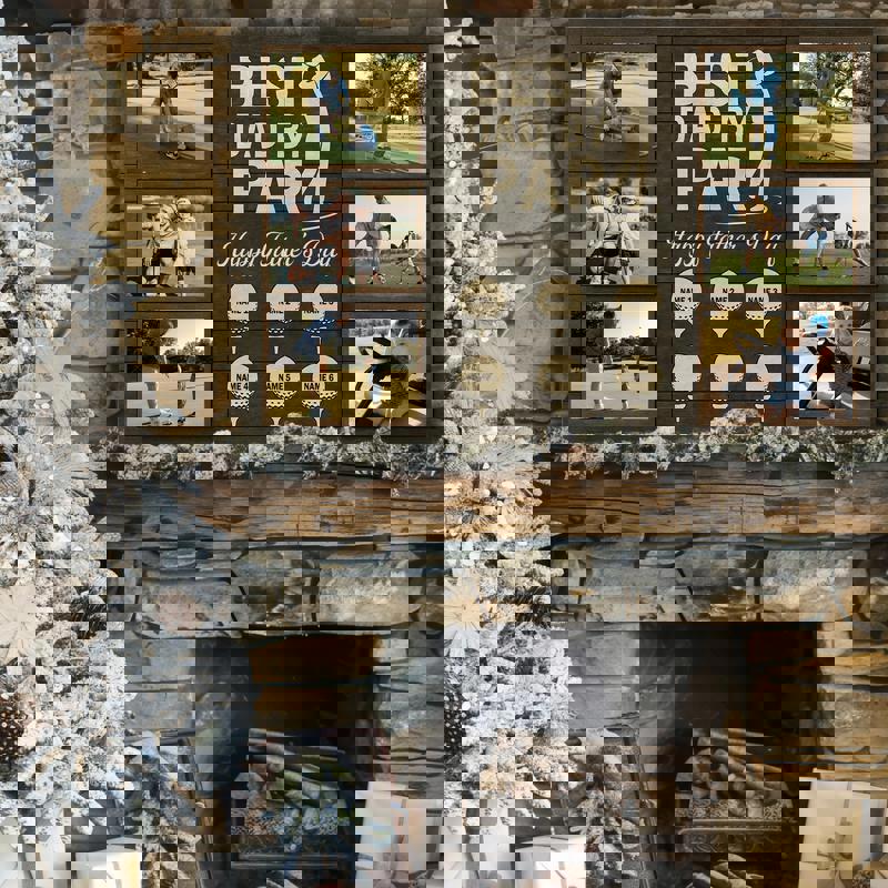 Best Dad By Par canvas, custom family names on tee box graphic, Father’s Day decor for dad’s office or home study