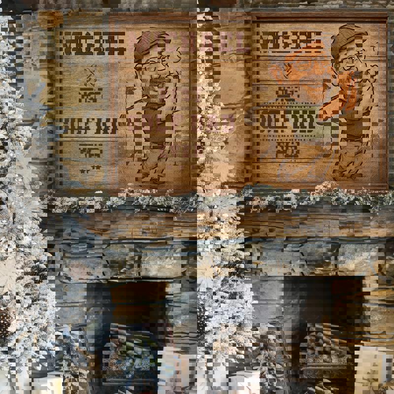 Personalized golf dad caricature portrait canvas, farmhouse wall art, custom gift for new dads on first Father's Day Personalized golf dad caricature portrait canvas, farmhouse wall art, custom gift for new dads on first Father's Day