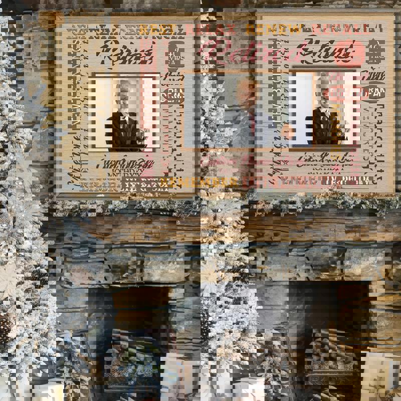 Custom Photo Canvas: Happy Retirement Keepsake - Rustic Farmhouse Art