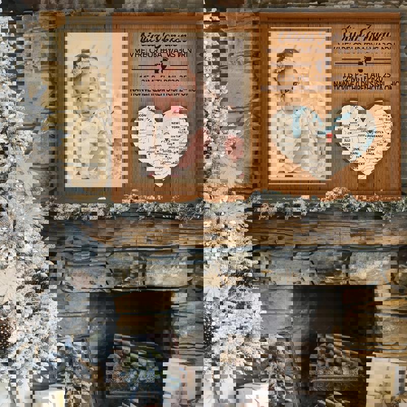 Where Our Baby Was Born Map Canvas - Personalized Newborn Gift, Unique Baby Milestone Keepsake, Rustic Farmhouse Decor