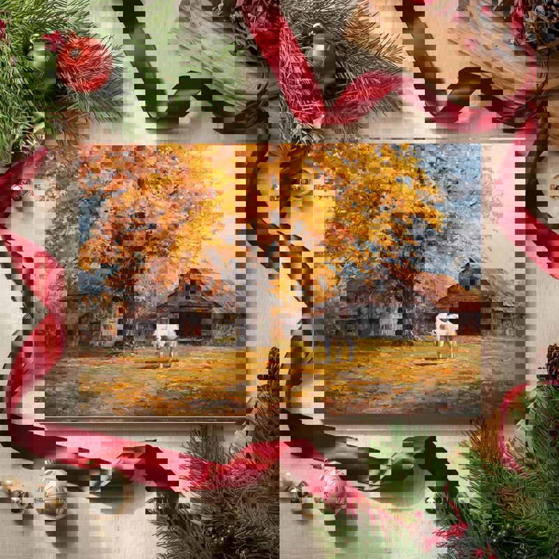 Harvest Autumn Serenity canvas wall art, Thanksgiving-themed decor perfect for dorm walls, adding warm fall tranquility.