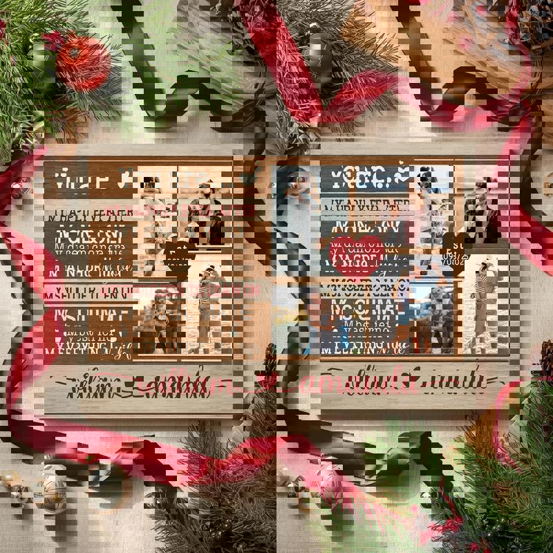 Couple photo collage canvas, floating frame look, farmhouse aesthetic, personalized names/date, anniversary gift for parents