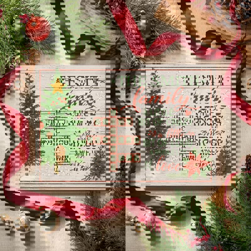 Personalized family name crossword canvas with quote, rustic farmhouse art, neutral beige linen, dining room decor, landscape