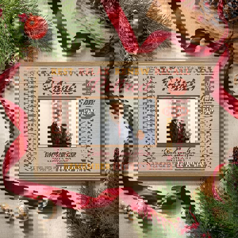 Custom Photo Canvas: Happy Retirement Keepsake - Rustic Farmhouse Art