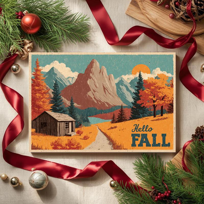 Thanksgiving Getaway vintage travel poster canvas, classic travel art look with fall colors, dorm room wall decor piece Thanksgiving Getaway vintage travel poster canvas, classic travel art look with fall colors, dorm room wall decor piece
