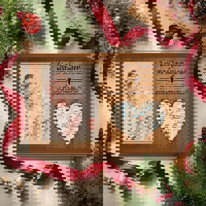 Where Our Baby Was Born Map Canvas - Personalized Newborn Gift, Unique Baby Milestone Keepsake, Rustic Farmhouse Decor