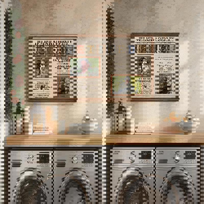 Military retirement canvas collage, rustic farmhouse wood background, personalized photos, name and rank for gallery wall gift