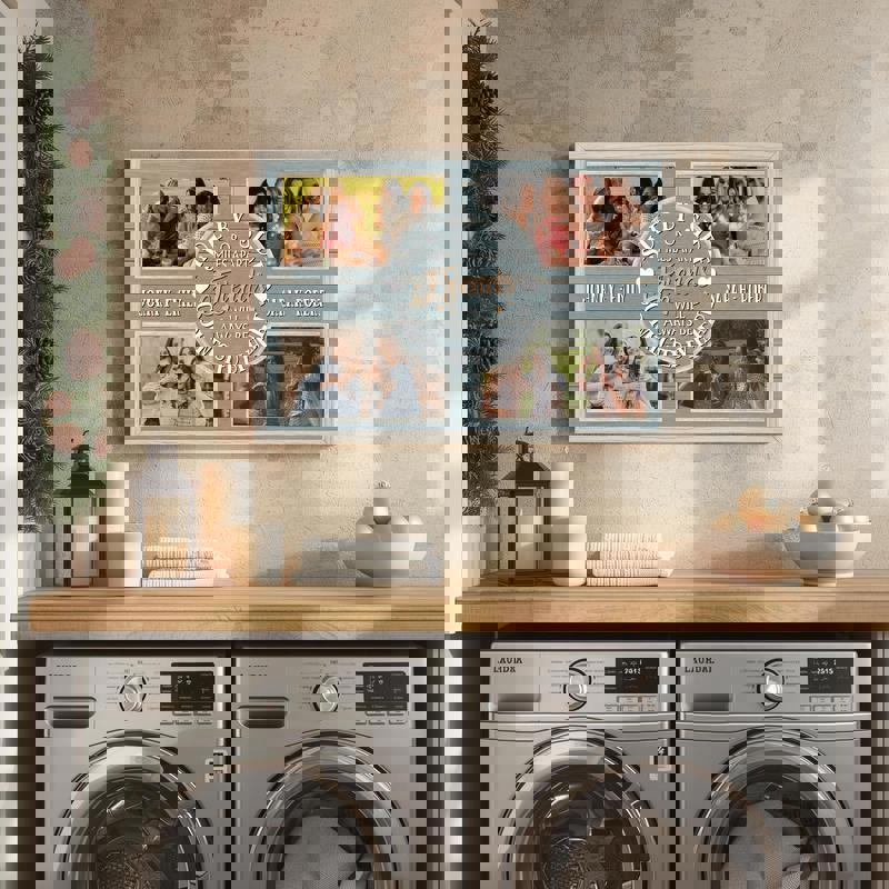 Best friends photo collage canvas print, personalized, soft blue coastal accents, thoughtful bestie gift and bedroom wall art