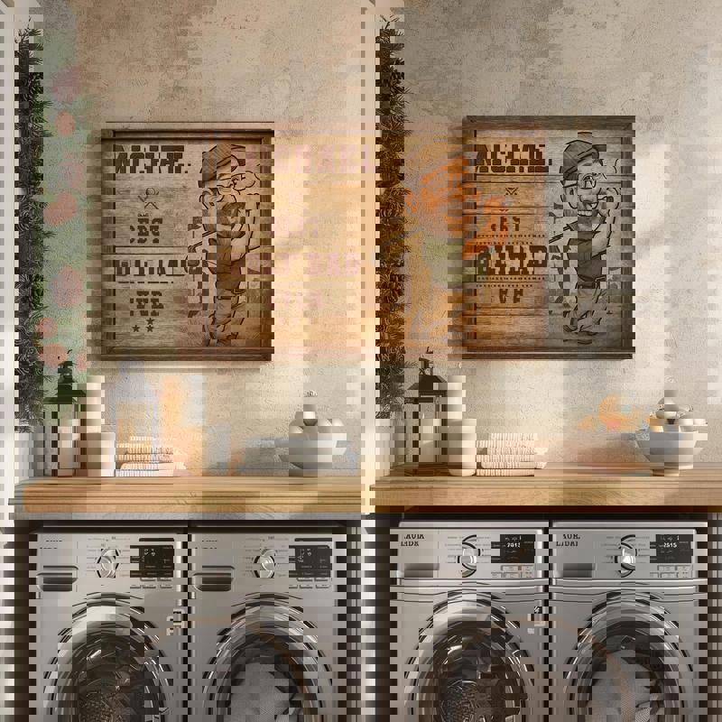 Personalized golf dad caricature portrait canvas, rustic farmhouse wall art, funny man cave decor, ideal Father's Day gift Personalized golf dad caricature portrait canvas, rustic farmhouse wall art, funny man cave decor, ideal Father's Day gift