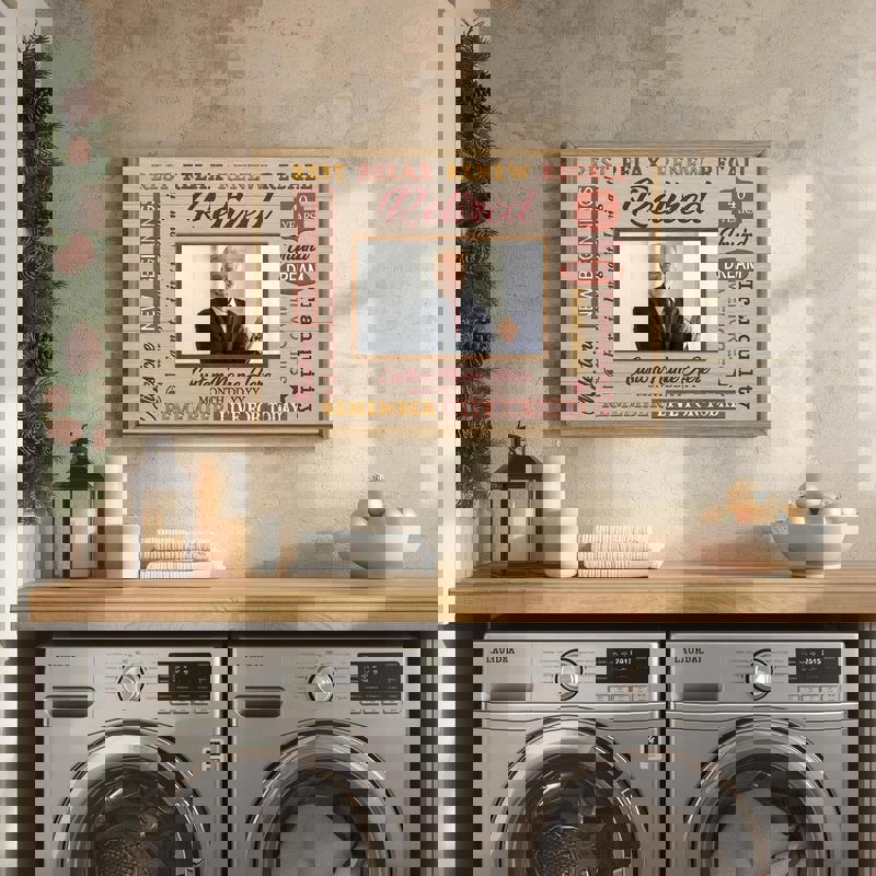 Custom Photo Canvas: Happy Retirement Keepsake - Rustic Farmhouse Art