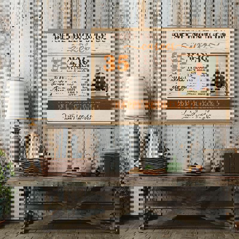 Happy retirement personalized photo canvas, whitewashed wood style, add your photo and message; gift for a dedicated nurse