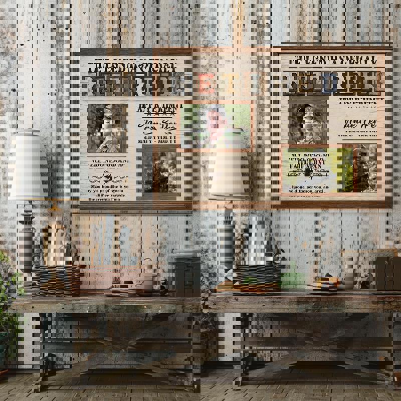 Veteran retirement canvas photo collage, rustic farmhouse tones, custom photos with name and service dates, gift ready