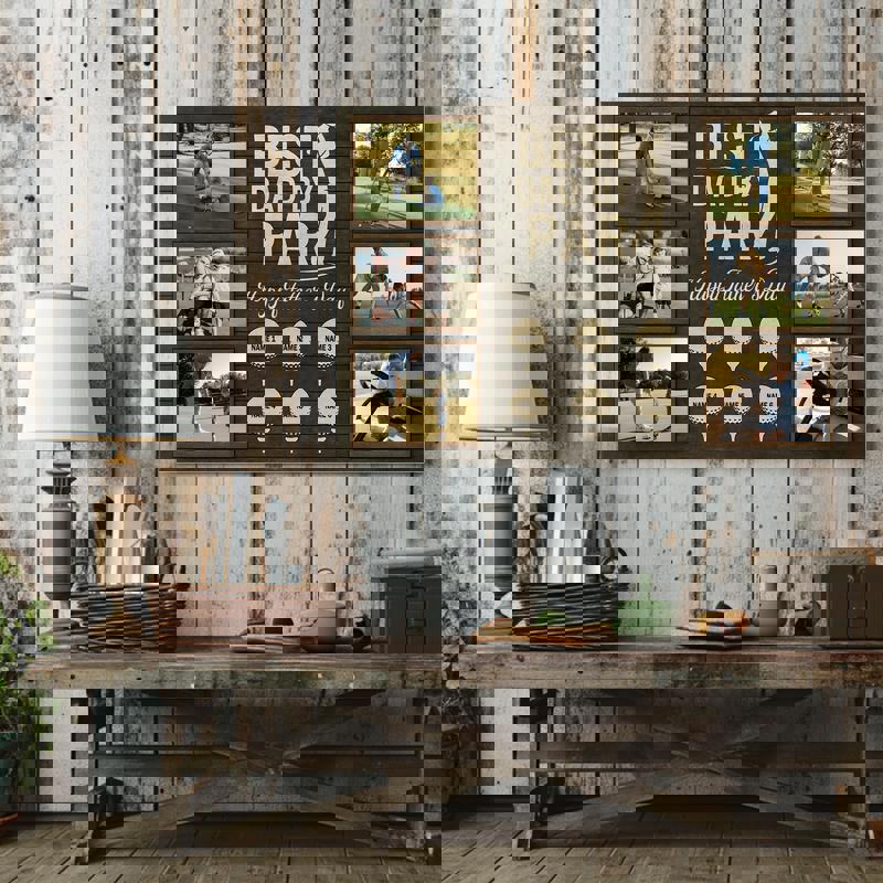 Best Dad By Par canvas, personalized with children’s names, navy slate backdrop and white script, Father’s Day gift for dad