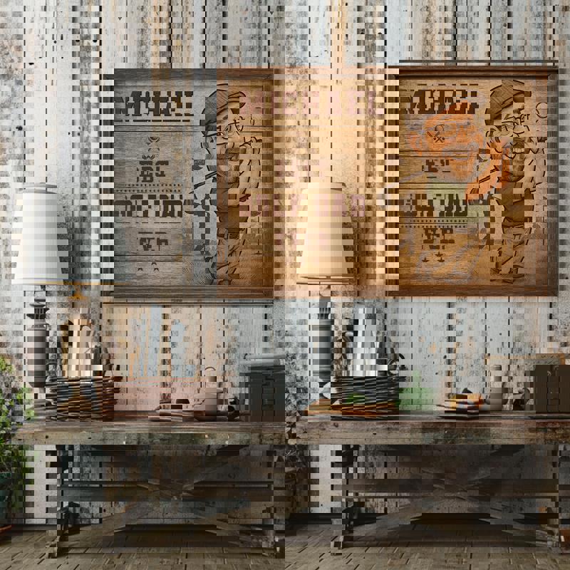 Personalized golf dad caricature portrait canvas, custom artwork in farmhouse style, funny birthday surprise for dad Personalized golf dad caricature portrait canvas, custom artwork in farmhouse style, funny birthday surprise for dad