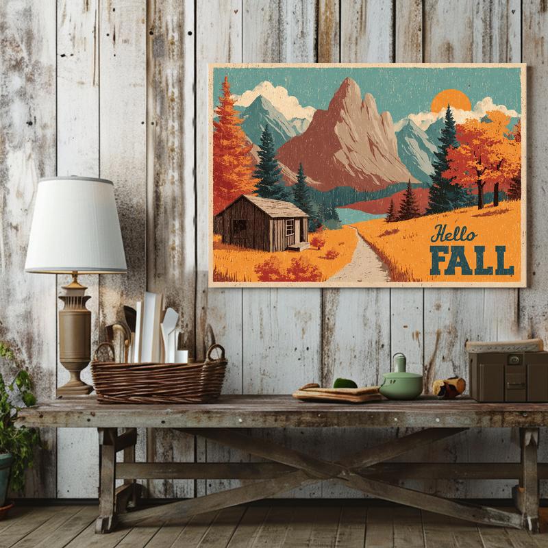 Thanksgiving Getaway vintage travel poster canvas, nostalgic autumn travel theme, dorm room decoration for festive season Thanksgiving Getaway vintage travel poster canvas, nostalgic autumn travel theme, dorm room decoration for festive season