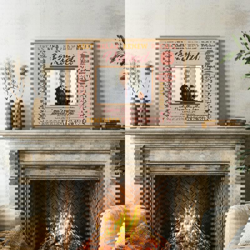 Custom Photo Canvas: Happy Retirement Keepsake - Rustic Farmhouse Art