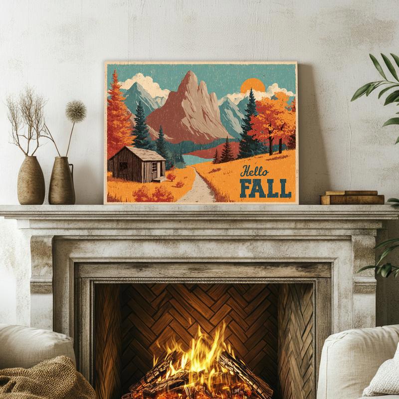 Thanksgiving Getaway vintage travel poster canvas, classic midcentury style art in earthy oranges, dorm wall accent for fall Thanksgiving Getaway vintage travel poster canvas, classic midcentury style art in earthy oranges, dorm wall accent for fall