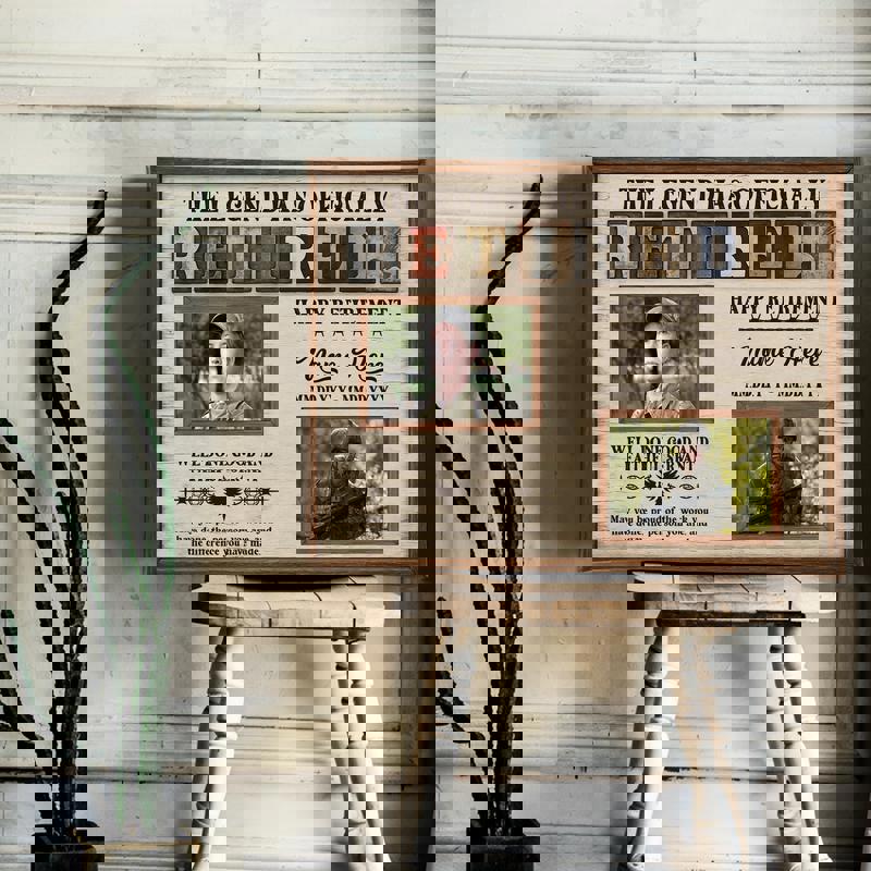 Military retirement canvas photo collage, rustic farmhouse style with custom name and dates, family room wall decor gift