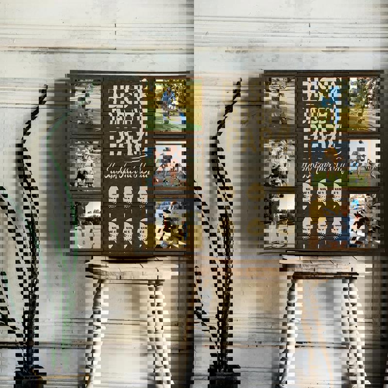 Best Dad By Par canvas personalized with kids’ names, panoramic layout with fairway view, Father’s Day decor for man cave