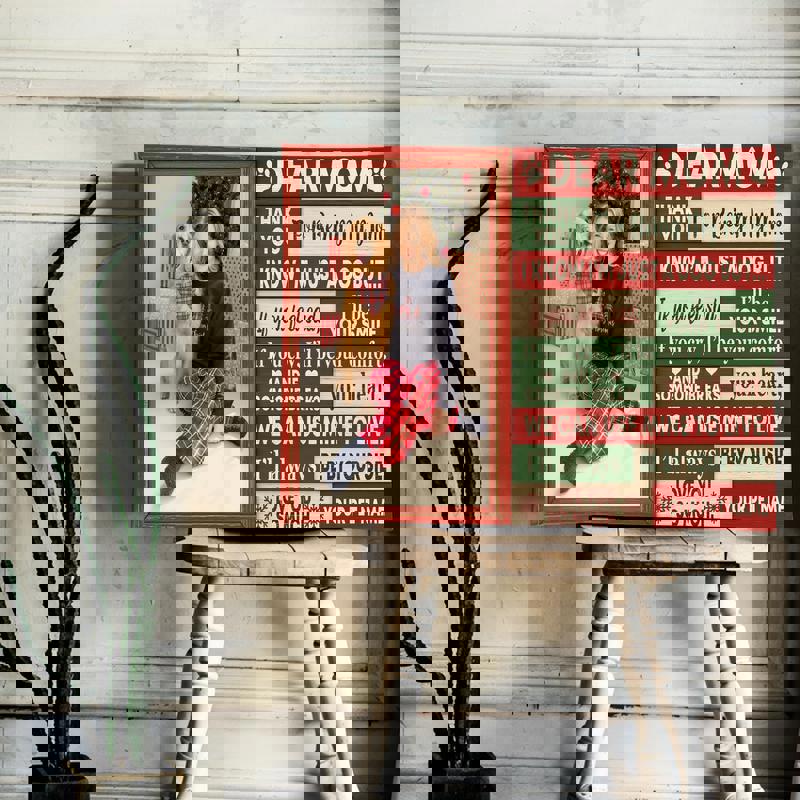 Christmas dog mom canvas with starry night sky and moon, elegant script, personalized dog names for seasonal home decor