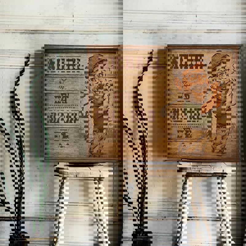 Personalized golf dad caricature portrait canvas, farmhouse wall art for entryway or hallway, playful Father's Day gift idea Personalized golf dad caricature portrait canvas, farmhouse wall art for entryway or hallway, playful Father's Day gift idea