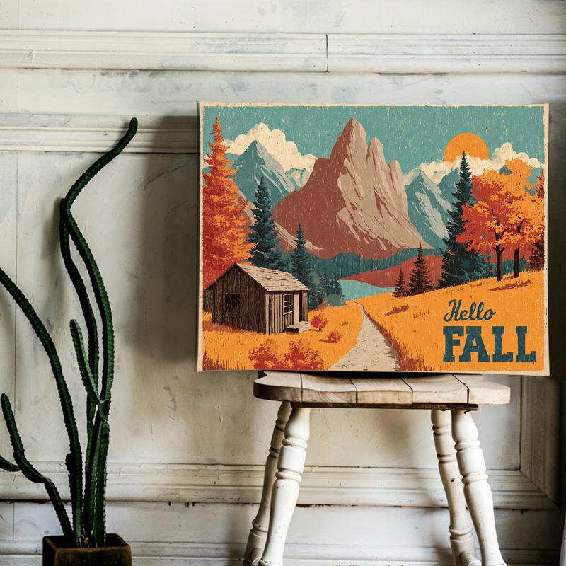 Thanksgiving Getaway vintage travel poster canvas in muted rust and gold palette, retro dorm wall decor for Thanksgiving Thanksgiving Getaway vintage travel poster canvas in muted rust and gold palette, retro dorm wall decor for Thanksgiving