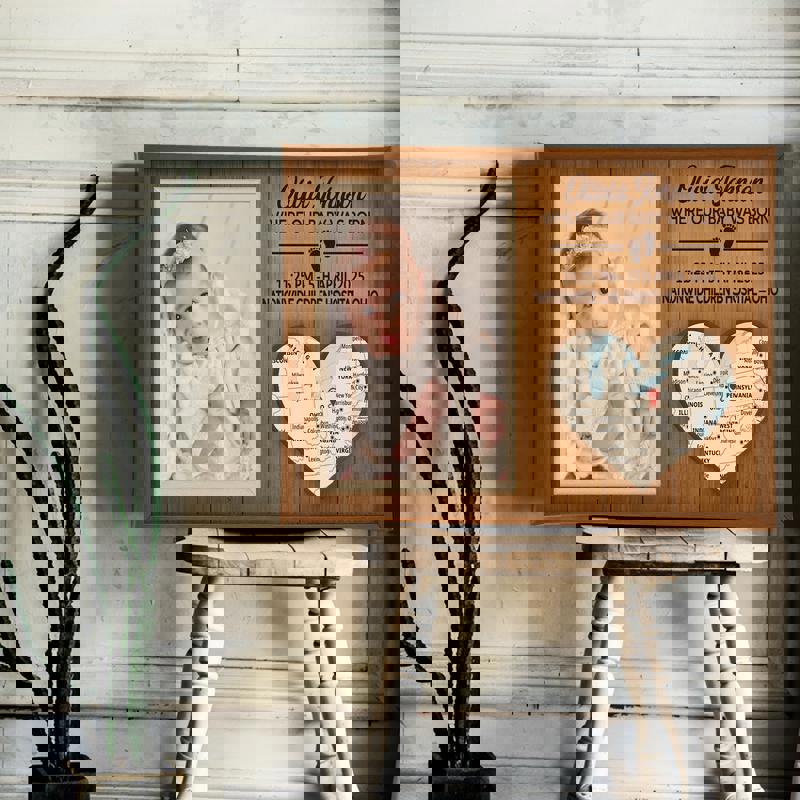 Where Our Baby Was Born Map Canvas - Personalized Newborn Gift, Unique Baby Milestone Keepsake, Rustic Farmhouse Decor