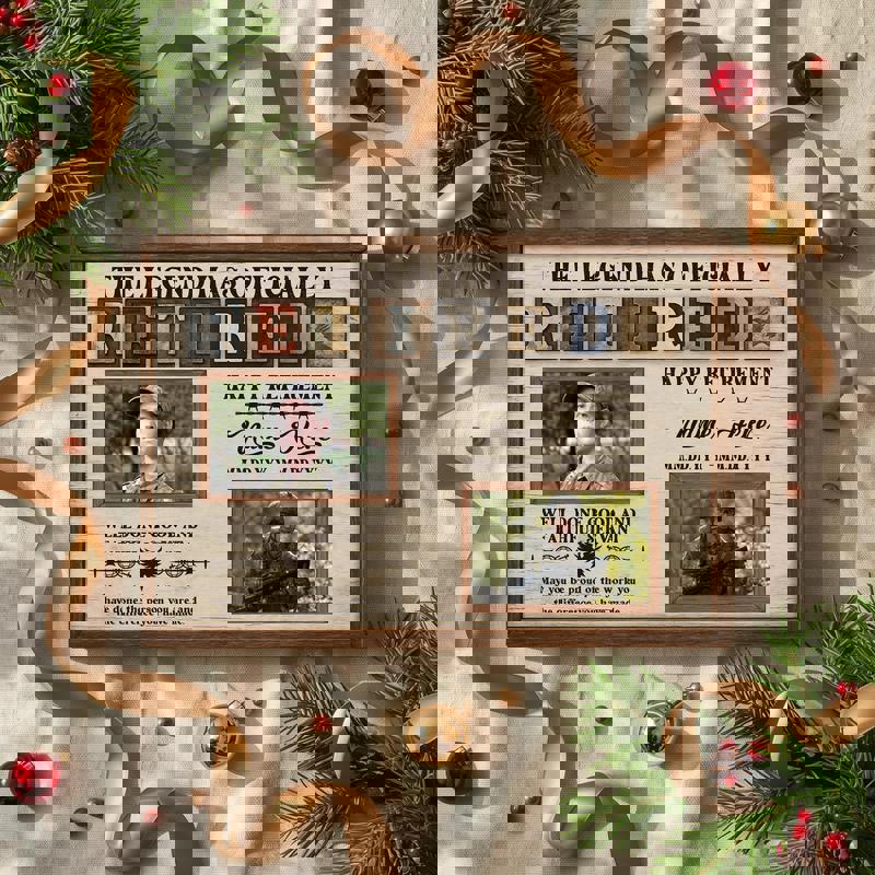 Veteran retirement canvas photo collage, custom names and service years, rustic farmhouse style for home office or den decor