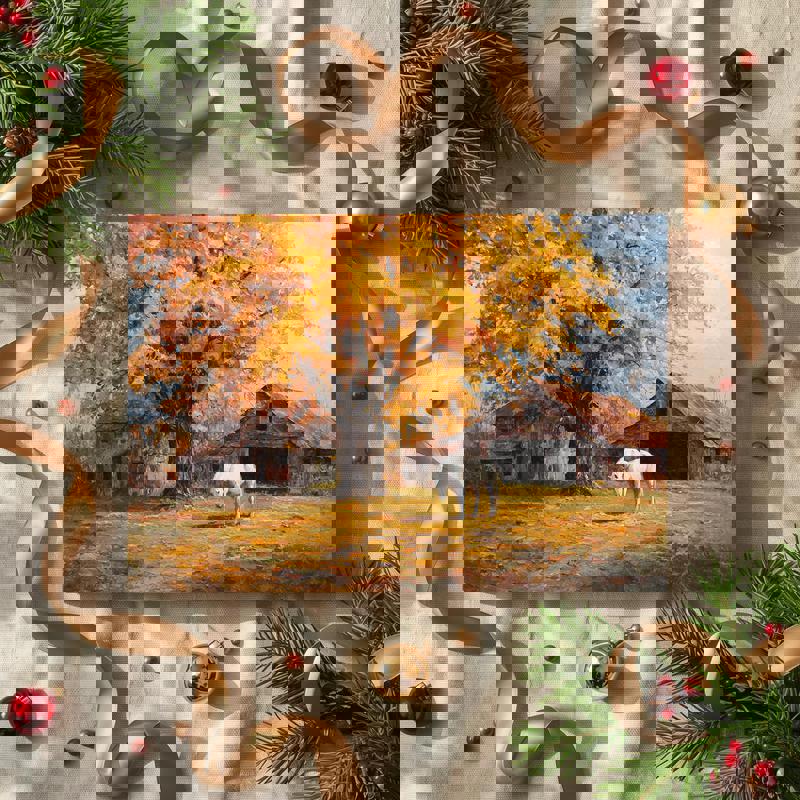 Harvest Autumn Serenity canvas wall art for dorm room, Thanksgiving-themed piece adding calm fall energy to compact spaces.