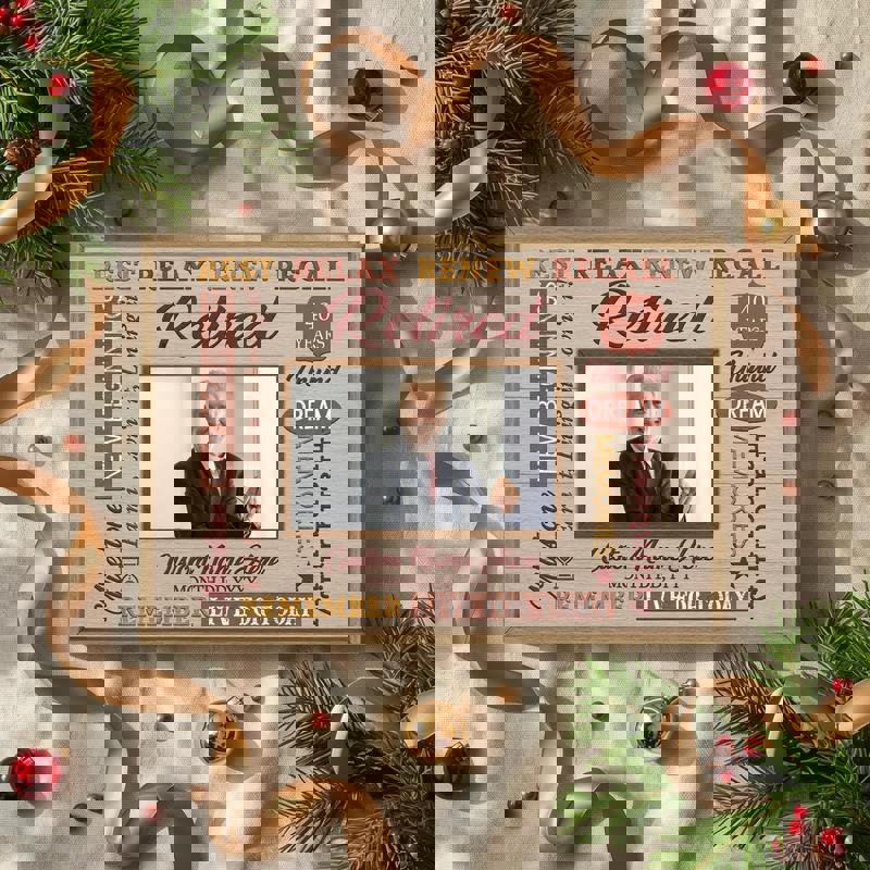 Custom Photo Canvas: Happy Retirement Keepsake - Rustic Farmhouse Art