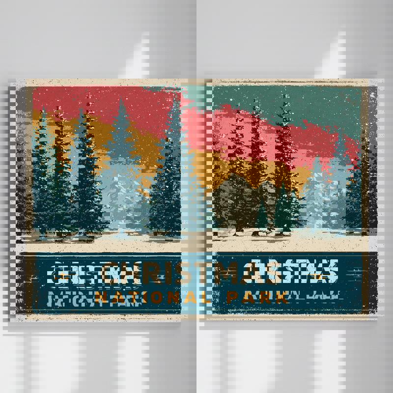 Christmas National Park Vintage Poster, Dorm Room Canvas | Familywalldecor