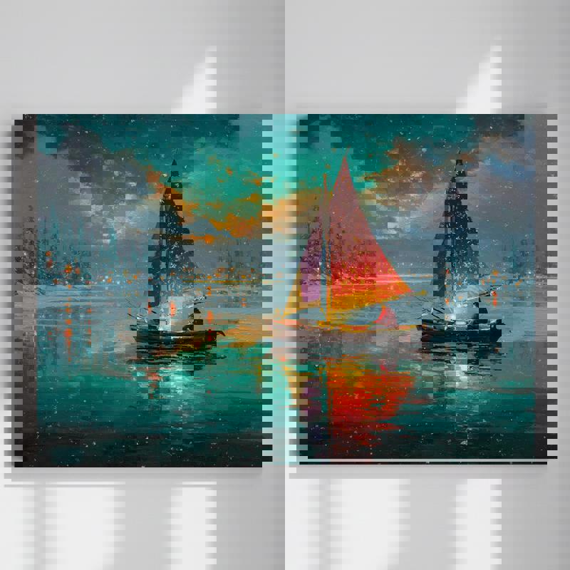 Christmas Serenity, Festive Boat For Dorm Room Canvas | Familywalldecor