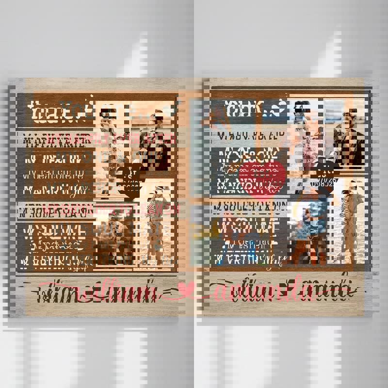 Personalized Couple Photo Collage Canvas – Custom Anniversary Gift, ‘My Happily Ever After’ Rustic Farmhouse Wall Art Canvas | Familywalldecor