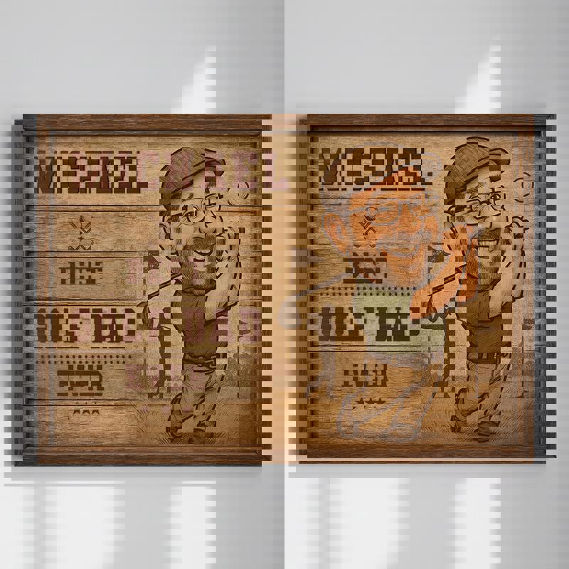 Personalized golf dad caricature portrait canvas, funny farmhouse wall art, gift for Father's Day or dad's birthday | Familywalldecor