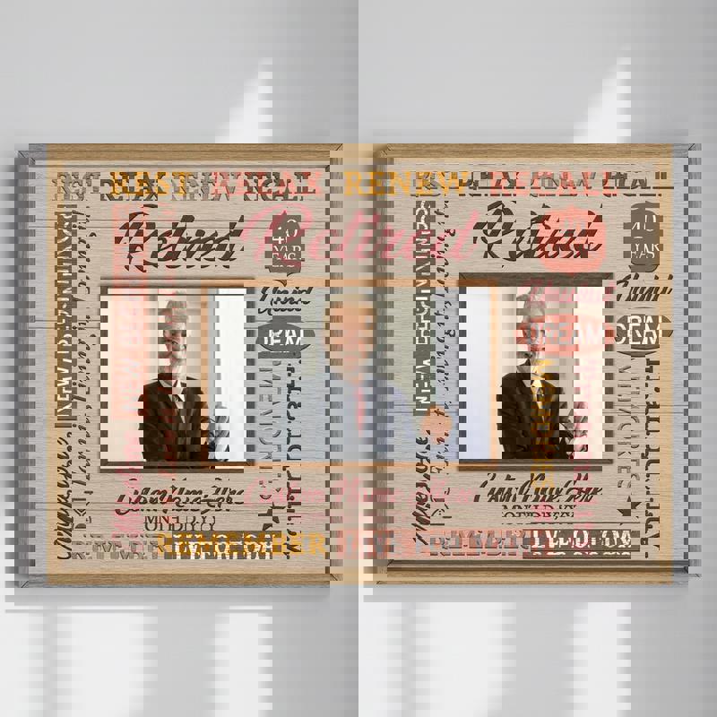 Custom Photo Canvas: Happy Retirement Keepsake - Rustic Farmhouse Art | Family Wall Decor