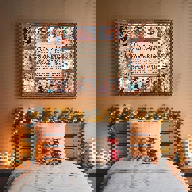 Personalized friendship photo collage canvas print, square layout, charming birthday gift for women and besties Personalized friendship photo collage canvas print, square layout, charming birthday gift for women and besties