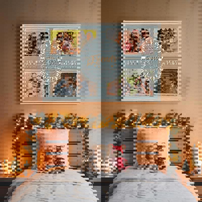 Best friends photo collage canvas print, personalized on neutral shiplap, Galentine’s gift for bestie dorm wall decor