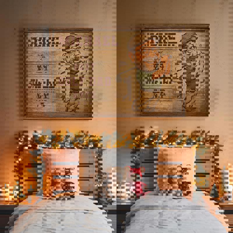 Personalized golf dad caricature portrait canvas, whimsical farmhouse wall art, custom keepsake, birthday gift from wife Personalized golf dad caricature portrait canvas, whimsical farmhouse wall art, custom keepsake, birthday gift from wife