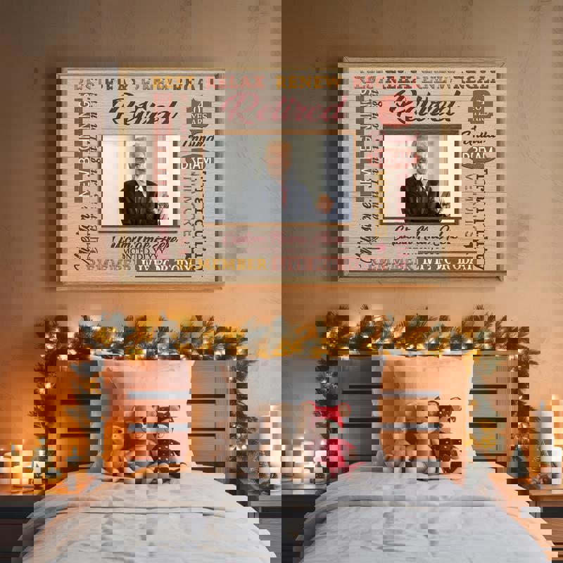 Custom Photo Canvas: Happy Retirement Keepsake - Rustic Farmhouse Art