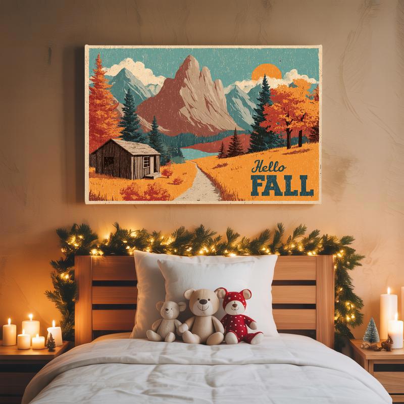 Thanksgiving Getaway vintage travel poster canvas, retro-inspired fall artwork for dorm walls, cozy seasonal room accent Thanksgiving Getaway vintage travel poster canvas, retro-inspired fall artwork for dorm walls, cozy seasonal room accent